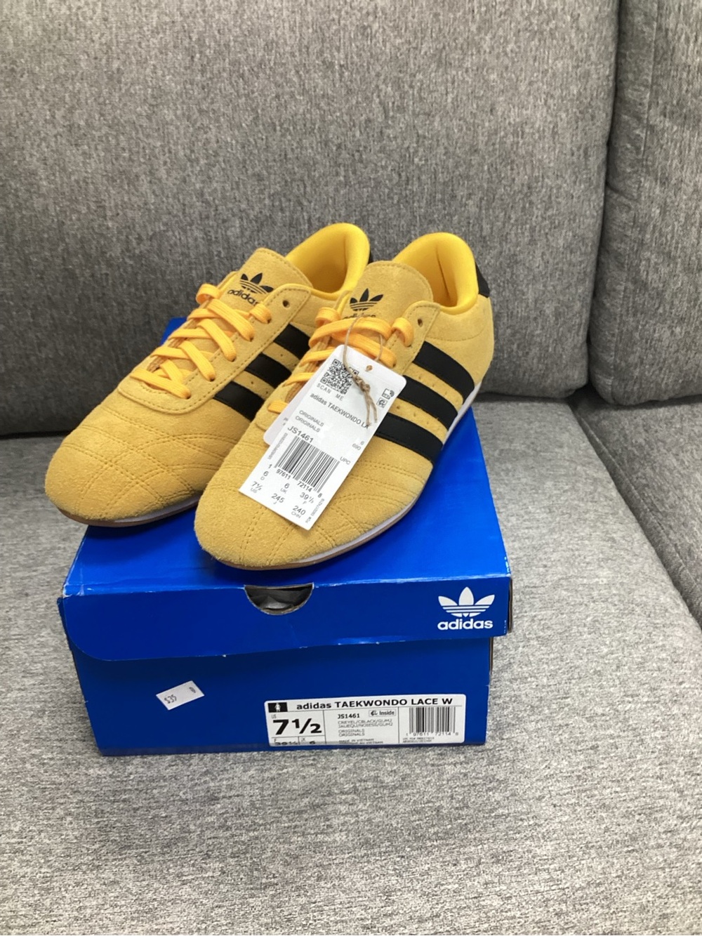 adidas Yellow and Black Lace-Up Taekwondo Sneakers